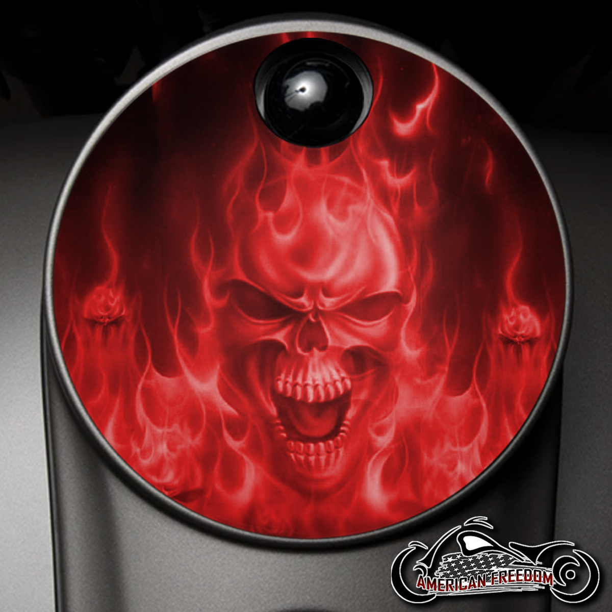 Custom Fuel Door - Red Flame Skull